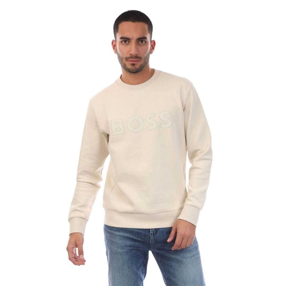 Boss Mens Logo Stretch Sweatshirt / White
